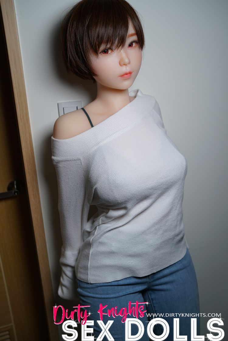 Akira silicone sex doll posing sexy before shower for Dirty Knights Sex Dolls website (16)